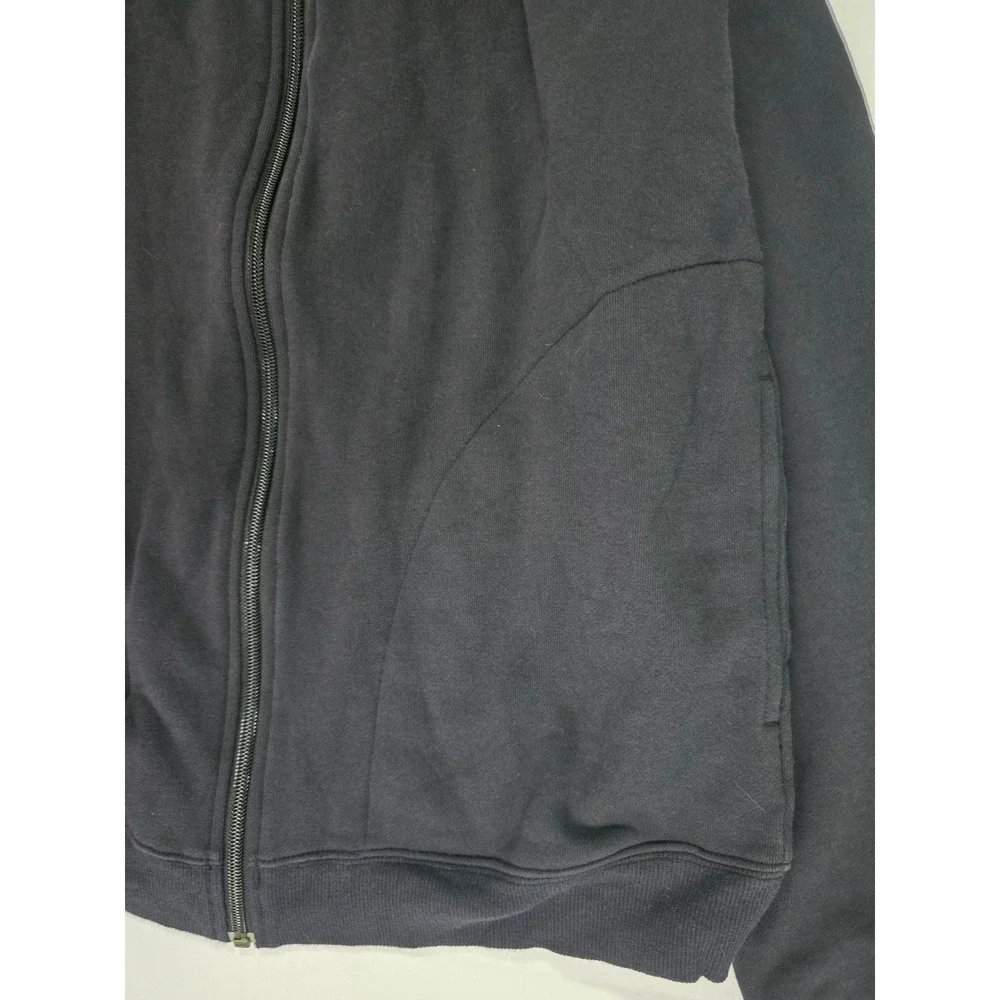 Nike Mens vintage Full Zip Fleece Track Jacket Black Striped Ribbed Collar M